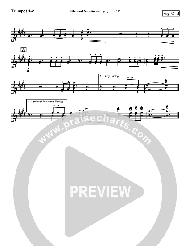 Blessed Assurance Trumpet 1,2 (Traditional Hymn / PraiseCharts)