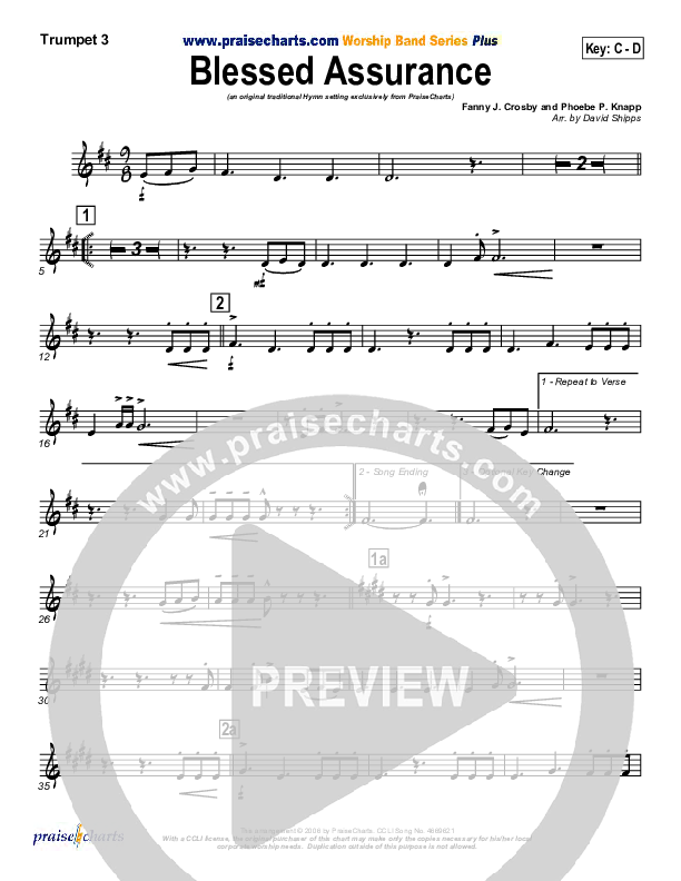 Blessed Assurance Trumpet 3 (Traditional Hymn / PraiseCharts)