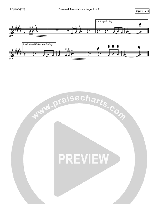 Blessed Assurance Trumpet 3 (Traditional Hymn / PraiseCharts)