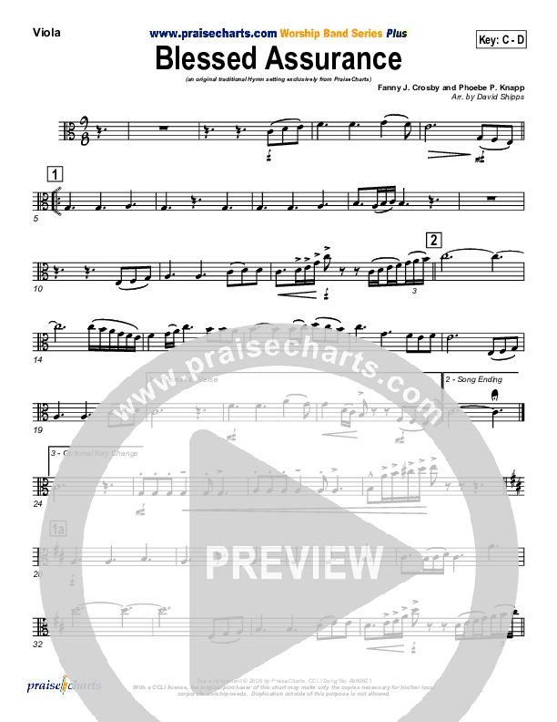 Blessed Assurance Viola (Traditional Hymn / PraiseCharts)