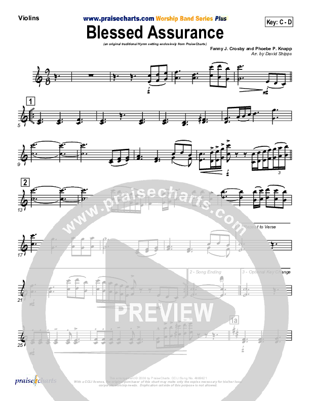 Blessed Assurance Violins (Traditional Hymn / PraiseCharts)