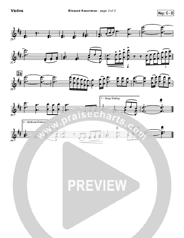 Blessed Assurance Violins (Traditional Hymn / PraiseCharts)