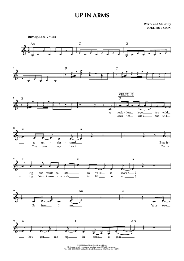 Up In Arms Lead Sheet (Hillsong UNITED)