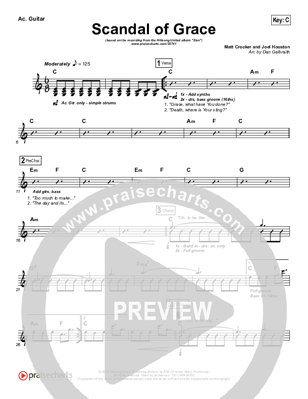 Scandal Of Grace Rhythm Chart (Hillsong UNITED)