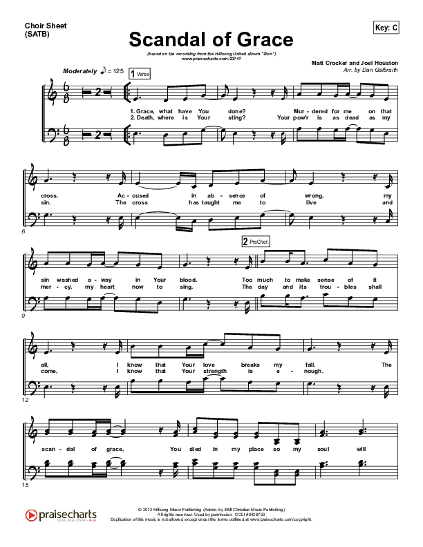 Scandal Of Grace Choir Sheet (SATB) (Hillsong UNITED)