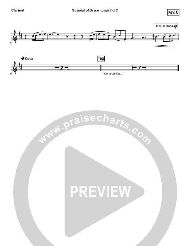 Scandal Of Grace Clarinet (Hillsong UNITED)