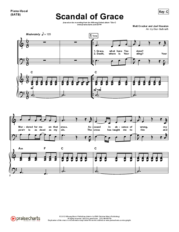 Scandal Of Grace Piano/Vocal (SATB) (Hillsong UNITED)