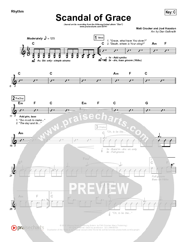 Scandal Of Grace Rhythm Chart (Hillsong UNITED)