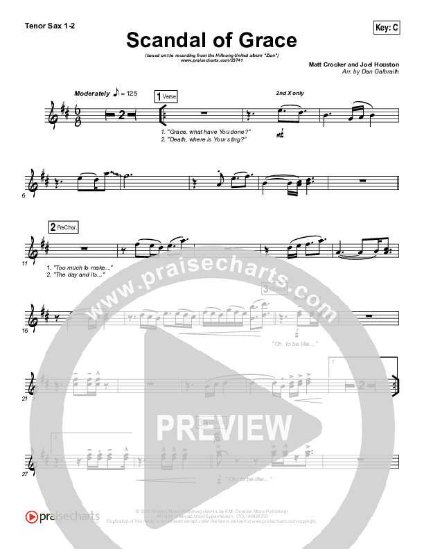 Scandal Of Grace Tenor Sax 1/2 (Hillsong UNITED)