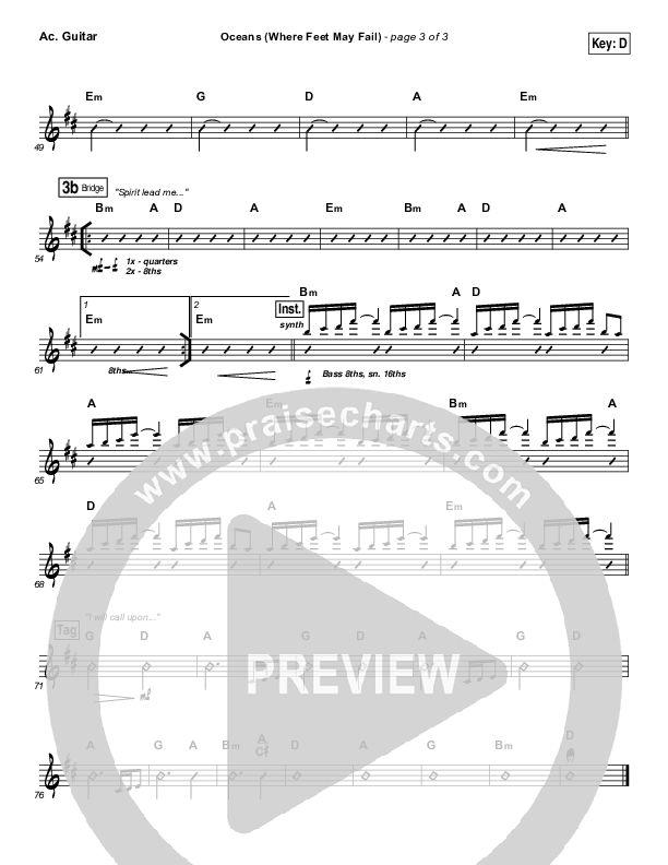 Oceans (Where Feet May Fail) Acoustic Guitar (Hillsong UNITED / TAYA)