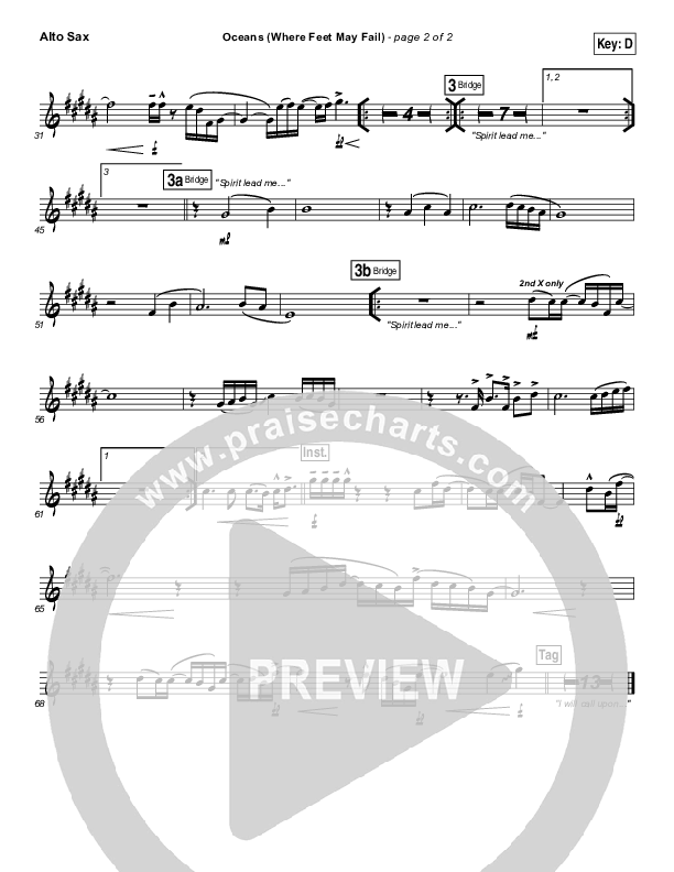 Oceans (Where Feet May Fail) Alto Sax (Hillsong UNITED / TAYA)