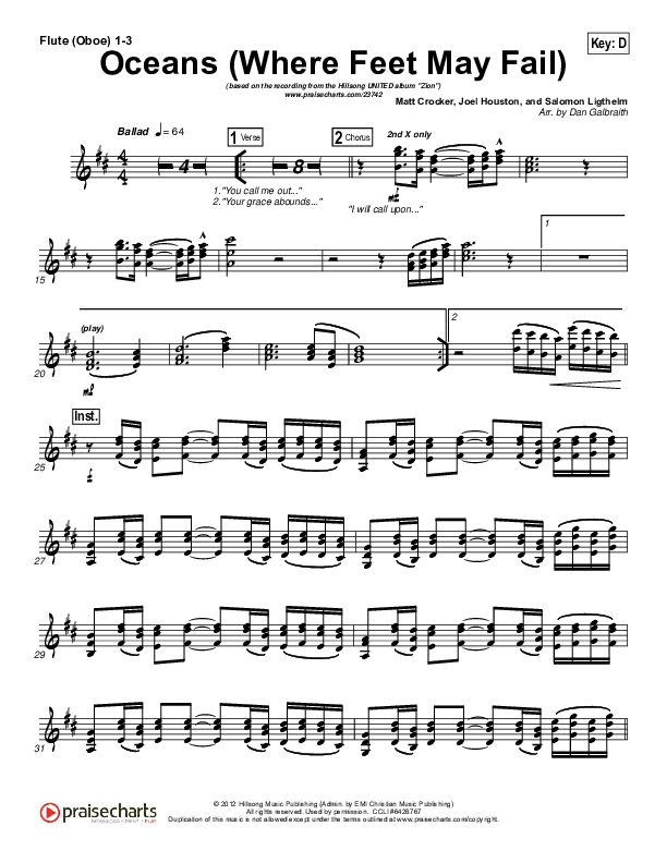 Oceans (Where Feet May Fail) Wind Pack (Hillsong UNITED / TAYA)