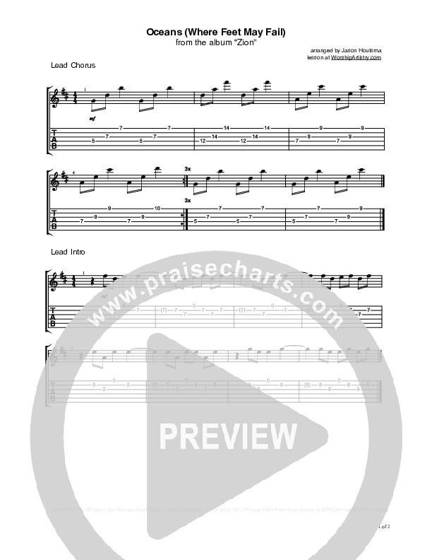 Oceans (Where Feet May Fail) Guitar Tab (Hillsong UNITED / TAYA)