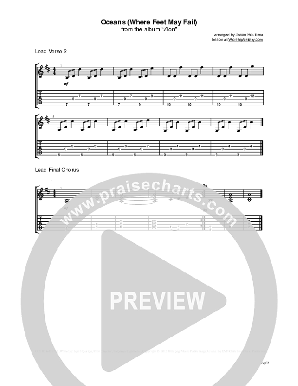 Oceans (Where Feet May Fail) Guitar Tab (Hillsong UNITED / TAYA)