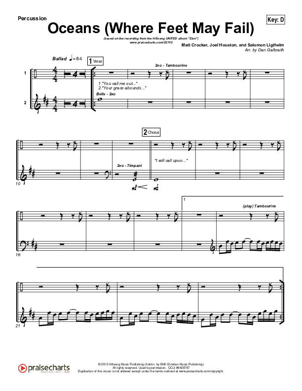 Oceans (Where Feet May Fail) Percussion (Hillsong UNITED / TAYA)