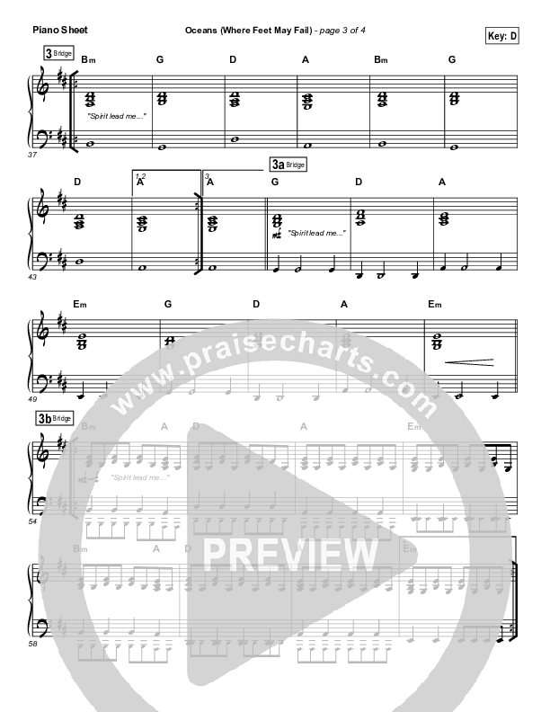 Oceans (Where Feet May Fail) Piano Sheet (Hillsong UNITED / TAYA)