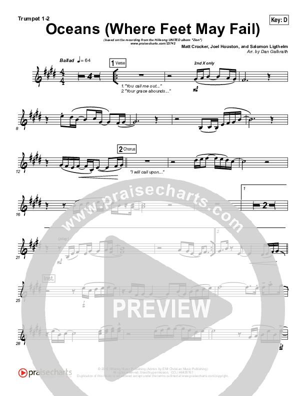 Oceans (Where Feet May Fail) Brass Pack (Hillsong UNITED / TAYA)