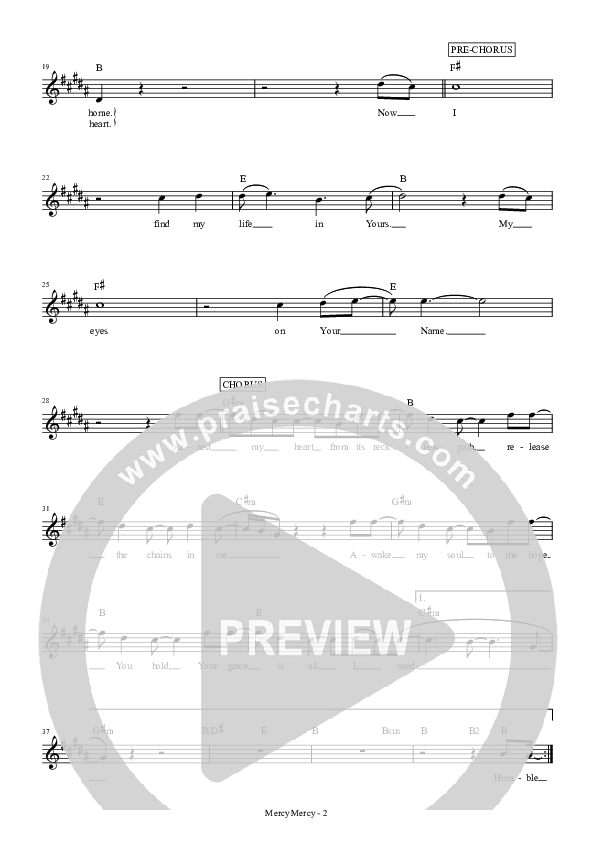 Mercy Mercy Lead Sheet (Hillsong UNITED)