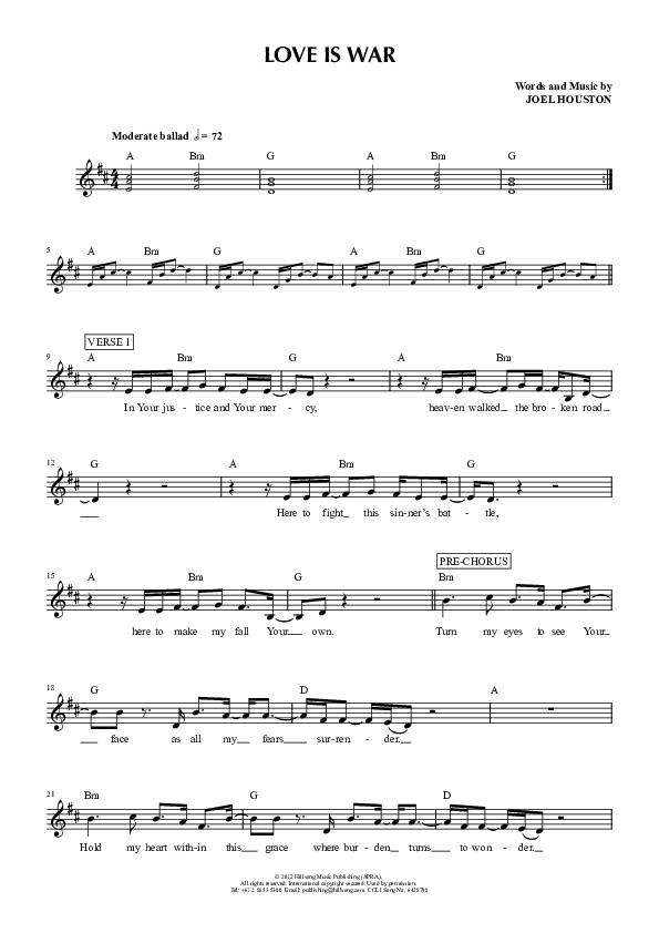 Love Is War Lead Sheet (Hillsong UNITED)