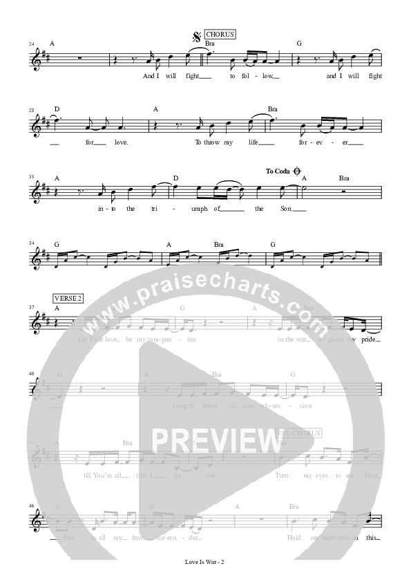 Love Is War Lead Sheet (Hillsong UNITED)