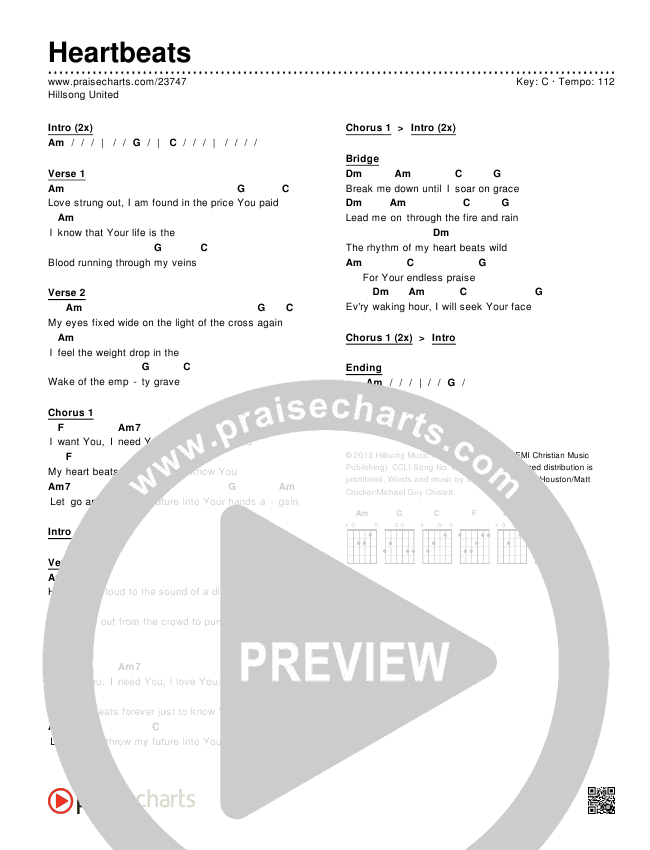 Heartbeats Chords & Lyrics (Hillsong UNITED)