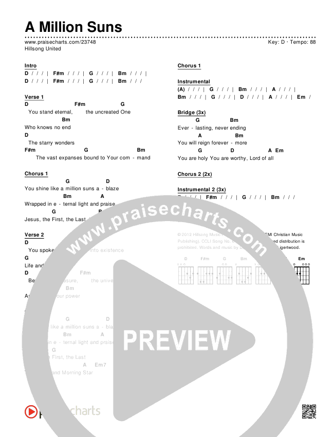 A Million Suns Chords & Lyrics (Hillsong UNITED)