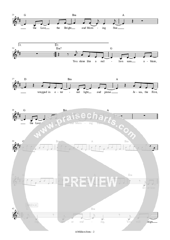 A Million Suns Lead Sheet (Hillsong UNITED)