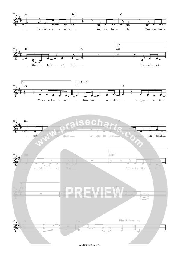 A Million Suns Lead Sheet (Hillsong UNITED)