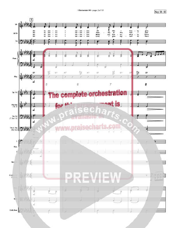 I Surrender All Conductor's Score (Traditional Hymn / PraiseCharts)