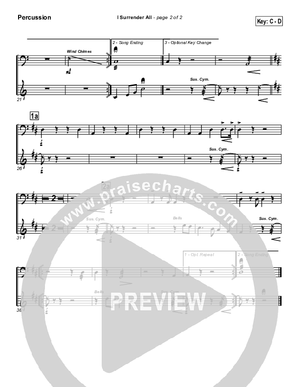 I Surrender All Percussion (Traditional Hymn / PraiseCharts)