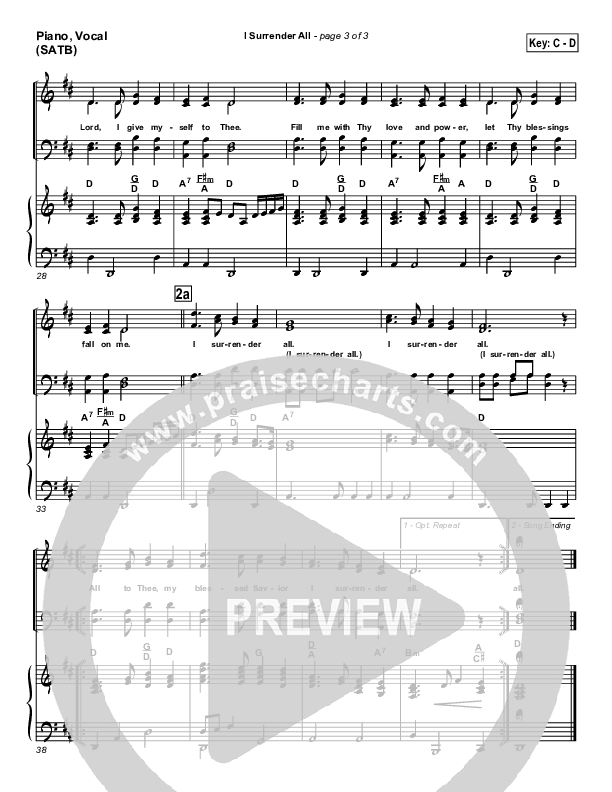 I Surrender All Piano/Vocal (SATB) (Traditional Hymn / PraiseCharts)