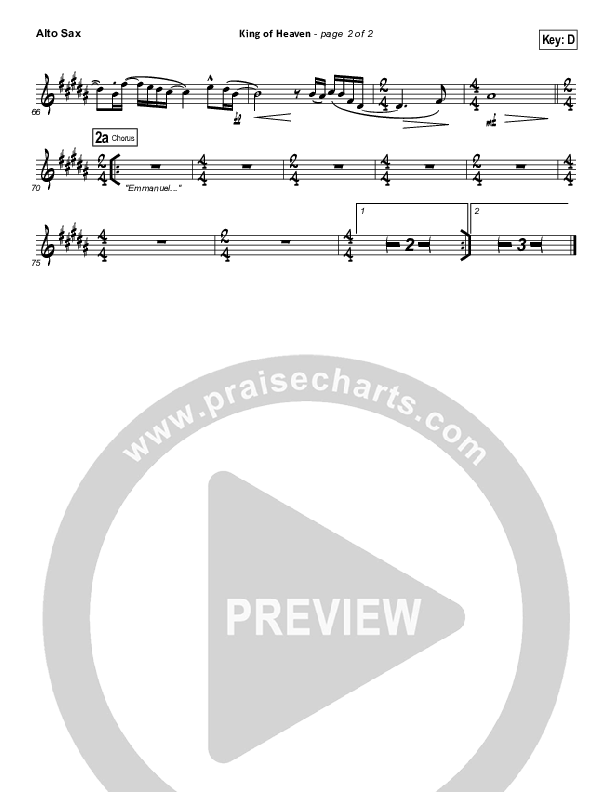 King Of Heaven Alto Sax (Hillsong UNITED)