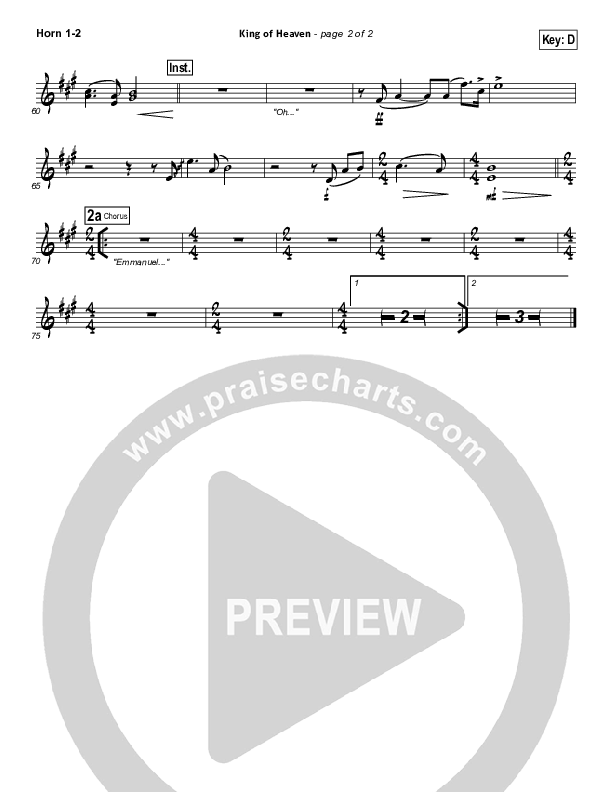 King Of Heaven French Horn 1/2 (Hillsong UNITED)