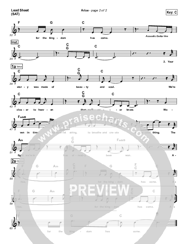 Arise Lead Sheet (Hillsong UNITED)