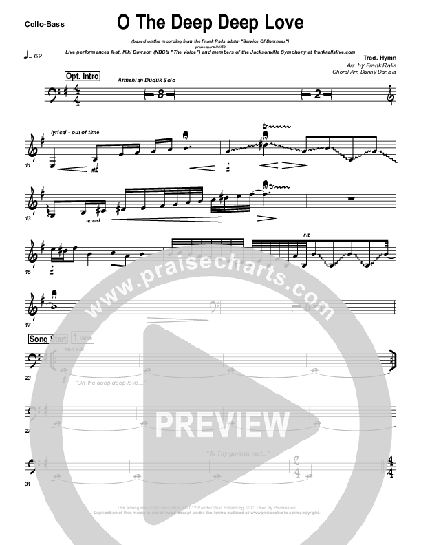 O The Deep Deep Love Of Jesus Cello/Bass (Frank Ralls)