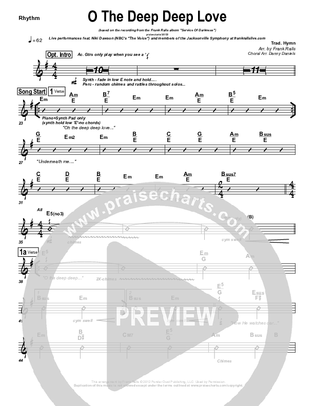 O The Deep Deep Love Of Jesus Rhythm Chart (Frank Ralls)