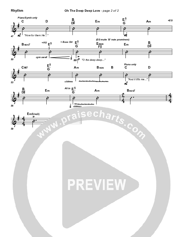 O The Deep Deep Love Of Jesus Rhythm Chart (Frank Ralls)