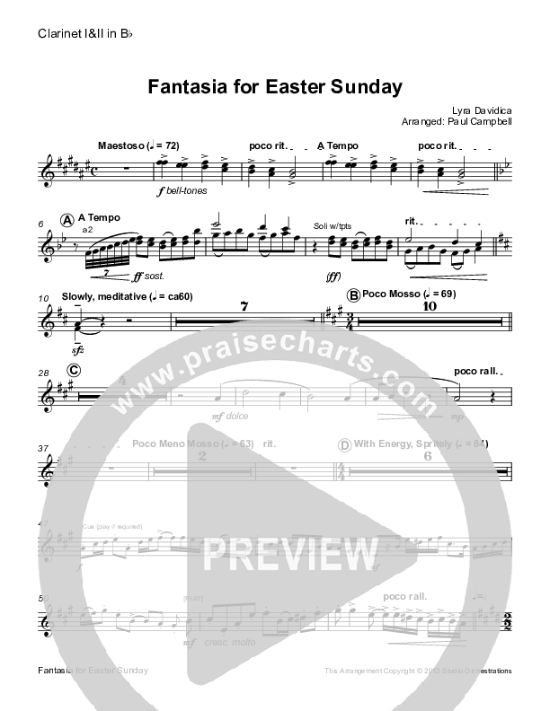 Easter Fantasia (feat. Christ The Lord Is Risen Today and When I Survey) (Instrumental) Clarinet 1/2 (Paul Campbell)