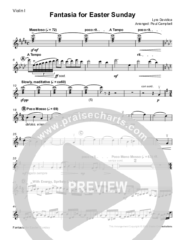 Easter Fantasia (feat. Christ The Lord Is Risen Today and When I Survey) (Instrumental) Violin 1 (Paul Campbell)