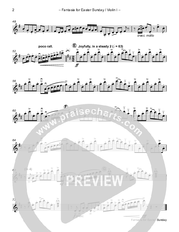 Easter Fantasia (feat. Christ The Lord Is Risen Today and When I Survey) (Instrumental) Violin 1 (Paul Campbell)