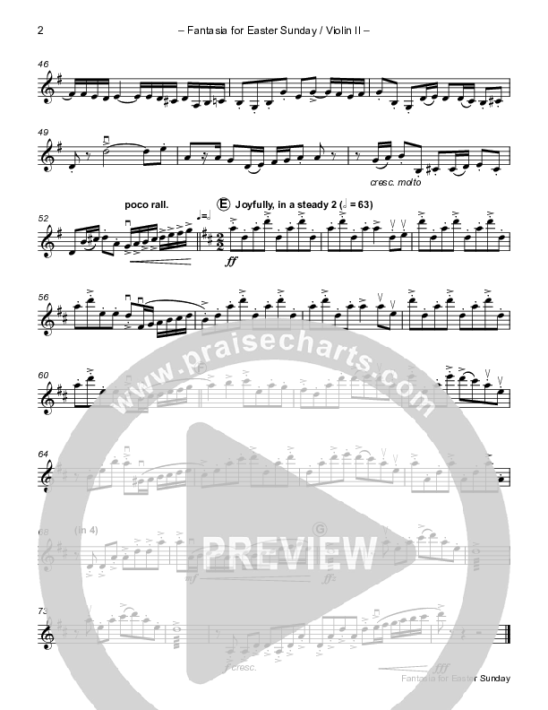 Easter Fantasia (feat. Christ The Lord Is Risen Today and When I Survey) (Instrumental) Violin 2 (Paul Campbell)