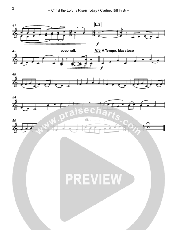 Christ The Lord Is Risen Today (with Fanfare and Descant) Clarinet 1/2 (Paul Campbell)