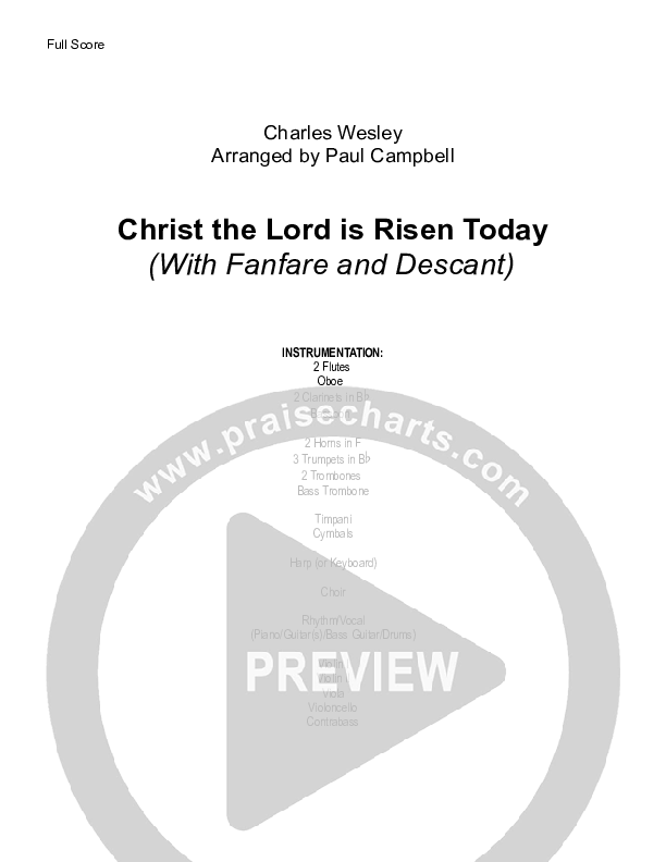 Christ The Lord Is Risen Today (with Fanfare and Descant) Cover Sheet (Paul Campbell)