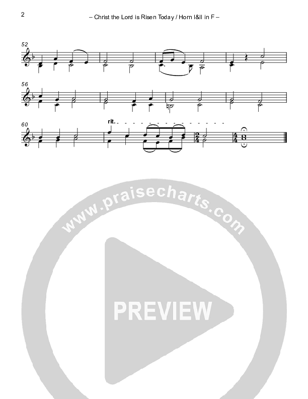 Christ The Lord Is Risen Today (with Fanfare and Descant) French Horn 1/2 (Paul Campbell)