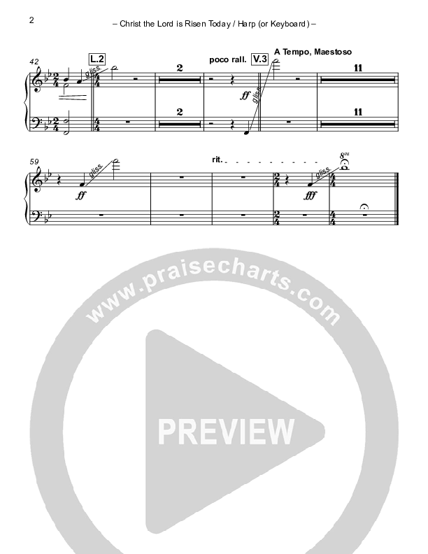 Christ The Lord Is Risen Today (with Fanfare and Descant) Harp (Paul Campbell)