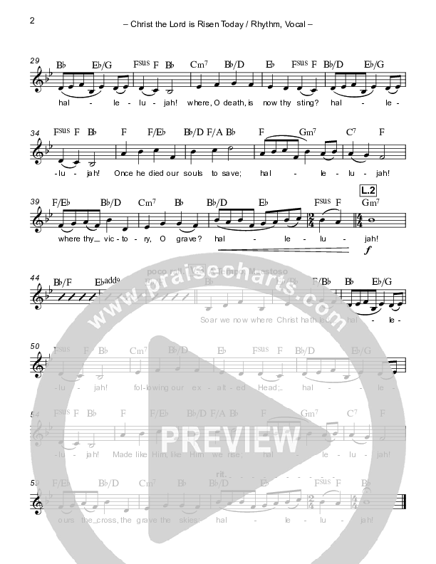 Christ The Lord Is Risen Today (with Fanfare and Descant) Rhythm/Vocal (Paul Campbell)