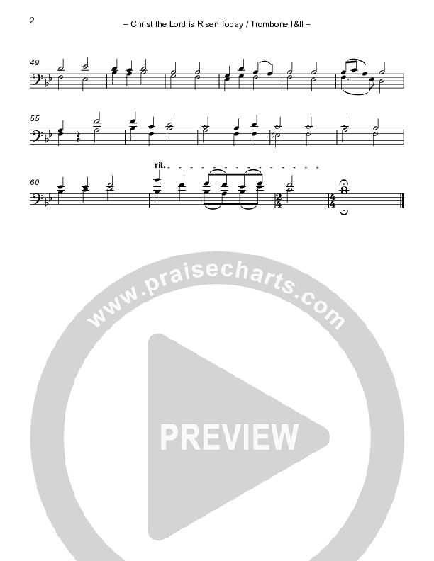 Christ The Lord Is Risen Today (with Fanfare and Descant) Trombone 1/2 (Paul Campbell)