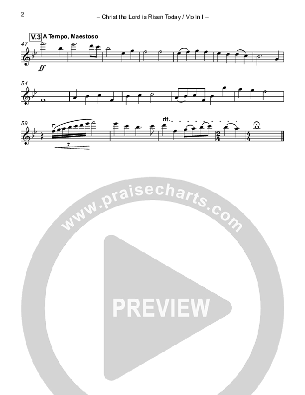 Christ The Lord Is Risen Today (with Fanfare and Descant) Violin 1 (Paul Campbell)