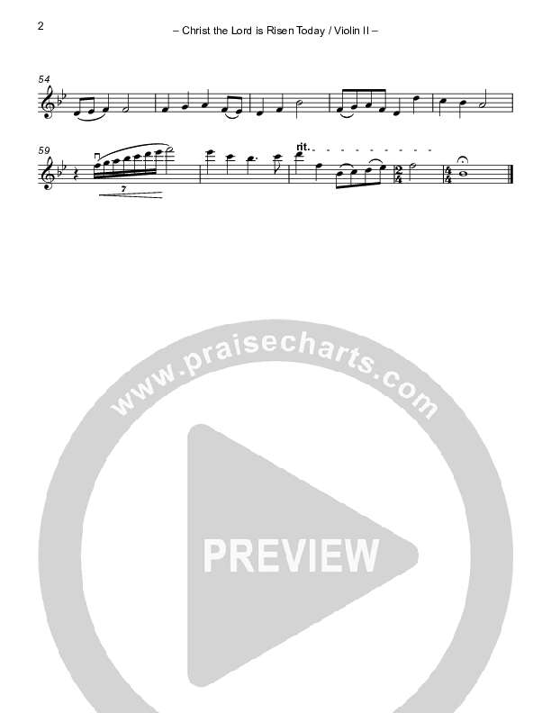 Christ The Lord Is Risen Today (with Fanfare and Descant) Violin 2 (Paul Campbell)
