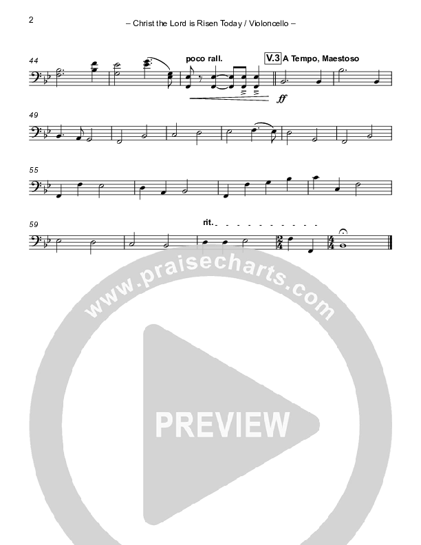 Christ The Lord Is Risen Today (with Fanfare and Descant) Violincello (Paul Campbell)
